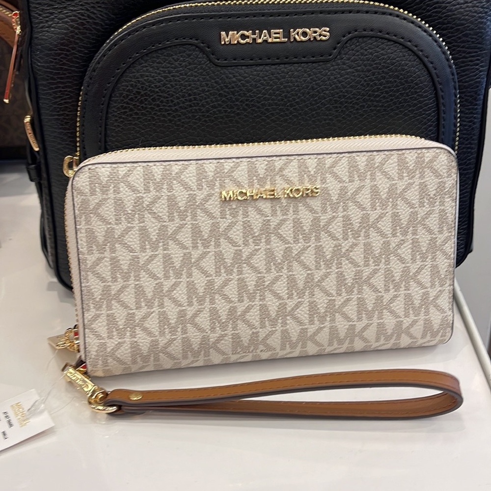 Michael Kors MK Signature Large Flat Multi-Function Phone Case Wallet Wristlet - Picture 2 of 16